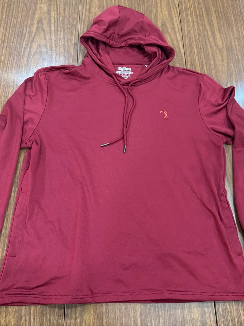Bogey Bros Hoodie Mens L Performance Golf Pullover Large Stretch Maroon